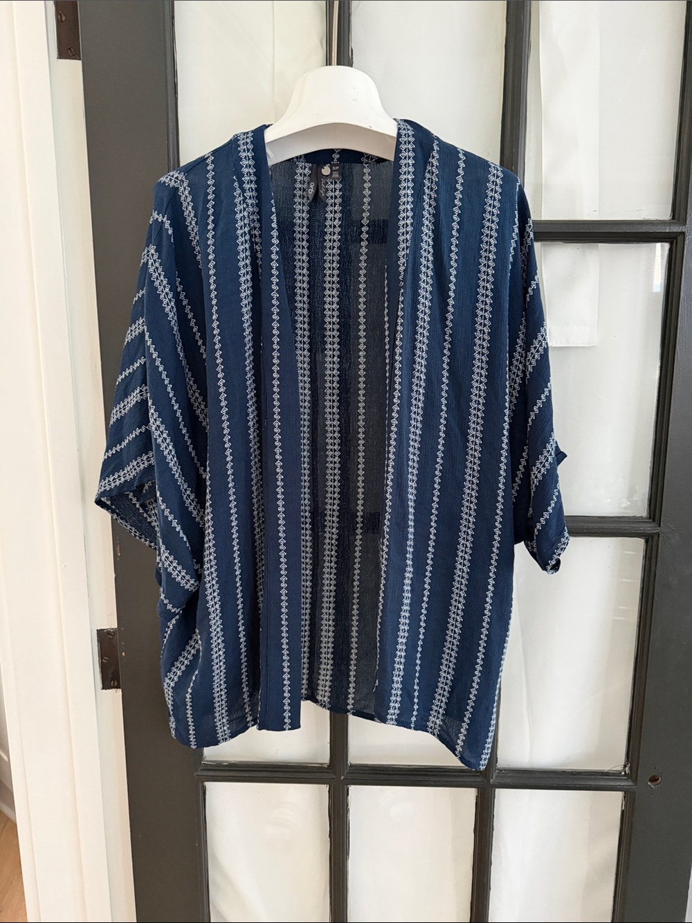 Orb Indigo Patterned Open-Front Kimono